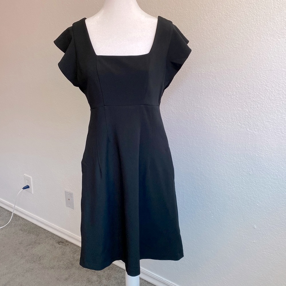 Lark & Ro Black A-line Butterfly Sleeves Square Neckline Empire Waist Size 8